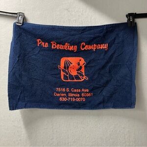 PRO BOWLING COMPANY TOWEL  Cotton VINTAGE 90's  Navy And Neon Orange Awesome